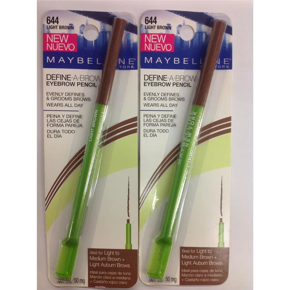 Lot OF 3 Maybelline Define-a-brow Eyebrow Pencil Light Brown 644 New
