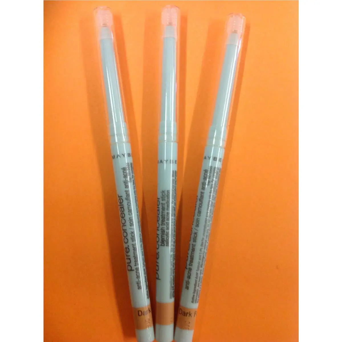 Lot OF 3 Maybelline Pure Concealer Blemish Treatment Stick Dark New
