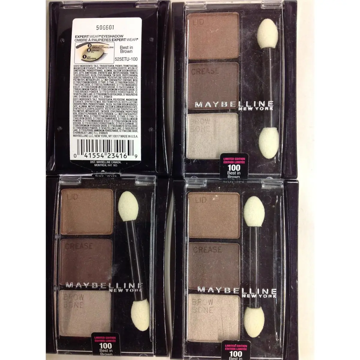 Lot OF 4 Maybelline Expert Wear Trio Eye Shadow Best in Brown 100 New