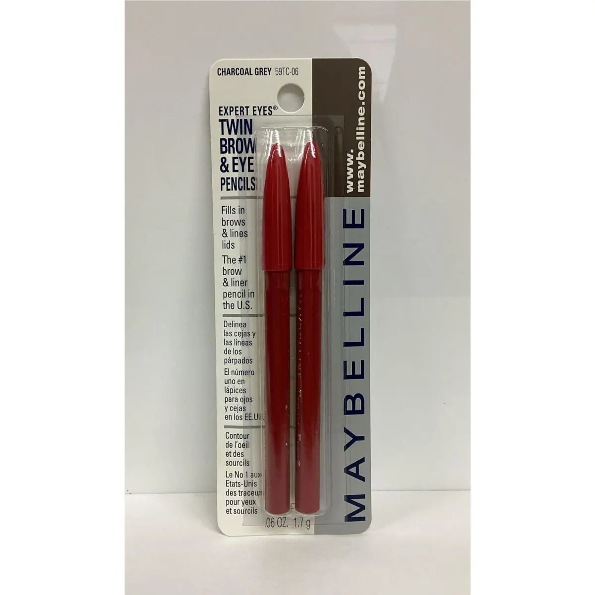 Maybelline Twin Brow Eye Pencils Charcoal Grey .06oz Full Size