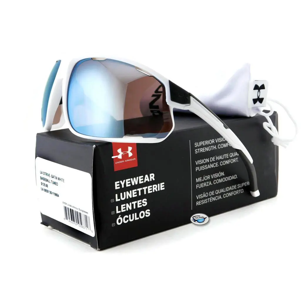 Strive Sunglasses Satin White / Baseball Tuned Mirrored Lens by Under Armour