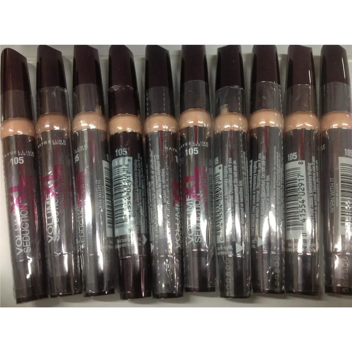 Lot OF 10 - Maybelline Volume XL Seduction Lip Plumper Gloss - Born with IT 105