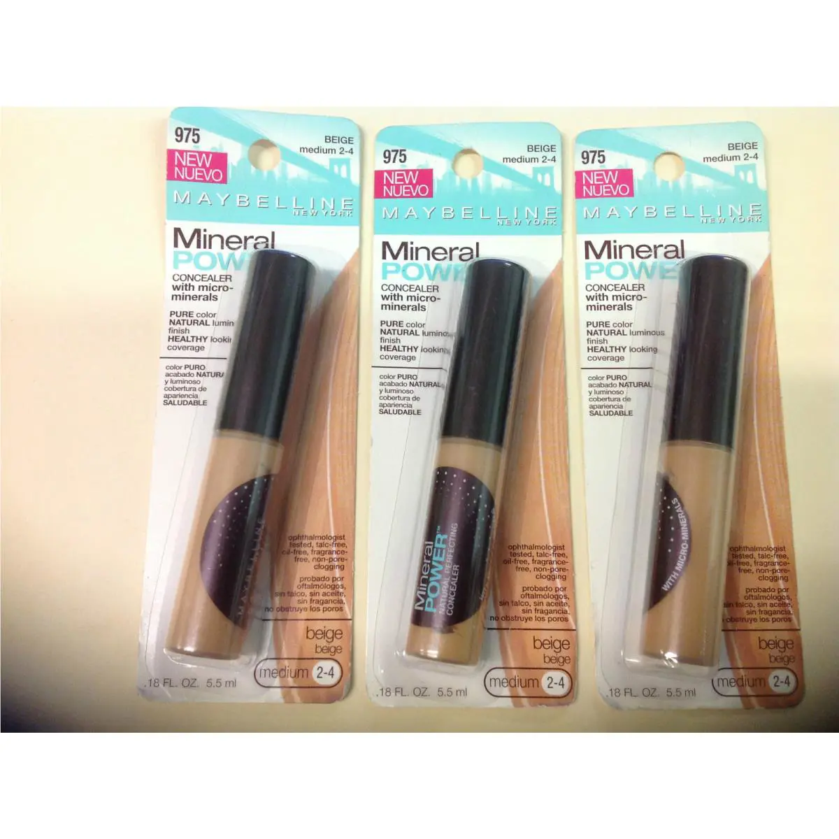 Lot OF 3 Maybelline Mineral Power Concealer Beige Medium 2-4 New