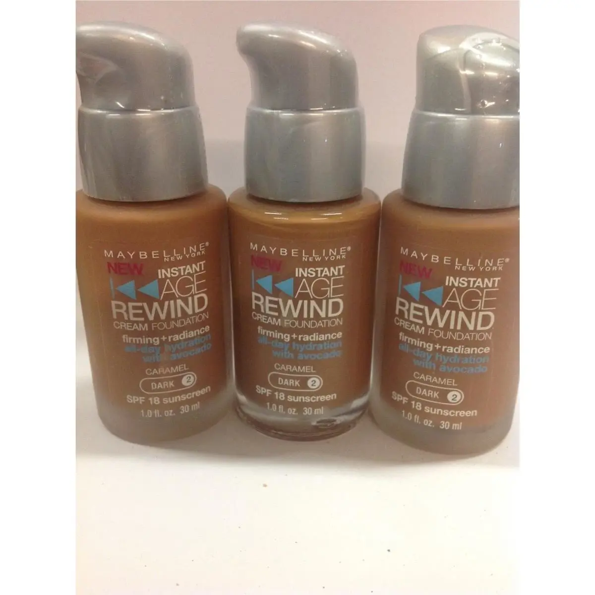Lot OF 5 - Maybelline Instant Age Rewind Foundation Caramel Dark-2 Pump Cap