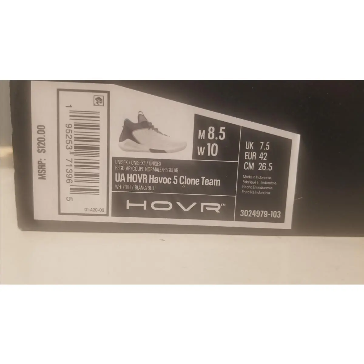 Under Armour shoes - Under Armour HOVR Havoc - HOVR Havoc - White/Midnight Navy/White (UPC: 195253713637) 5