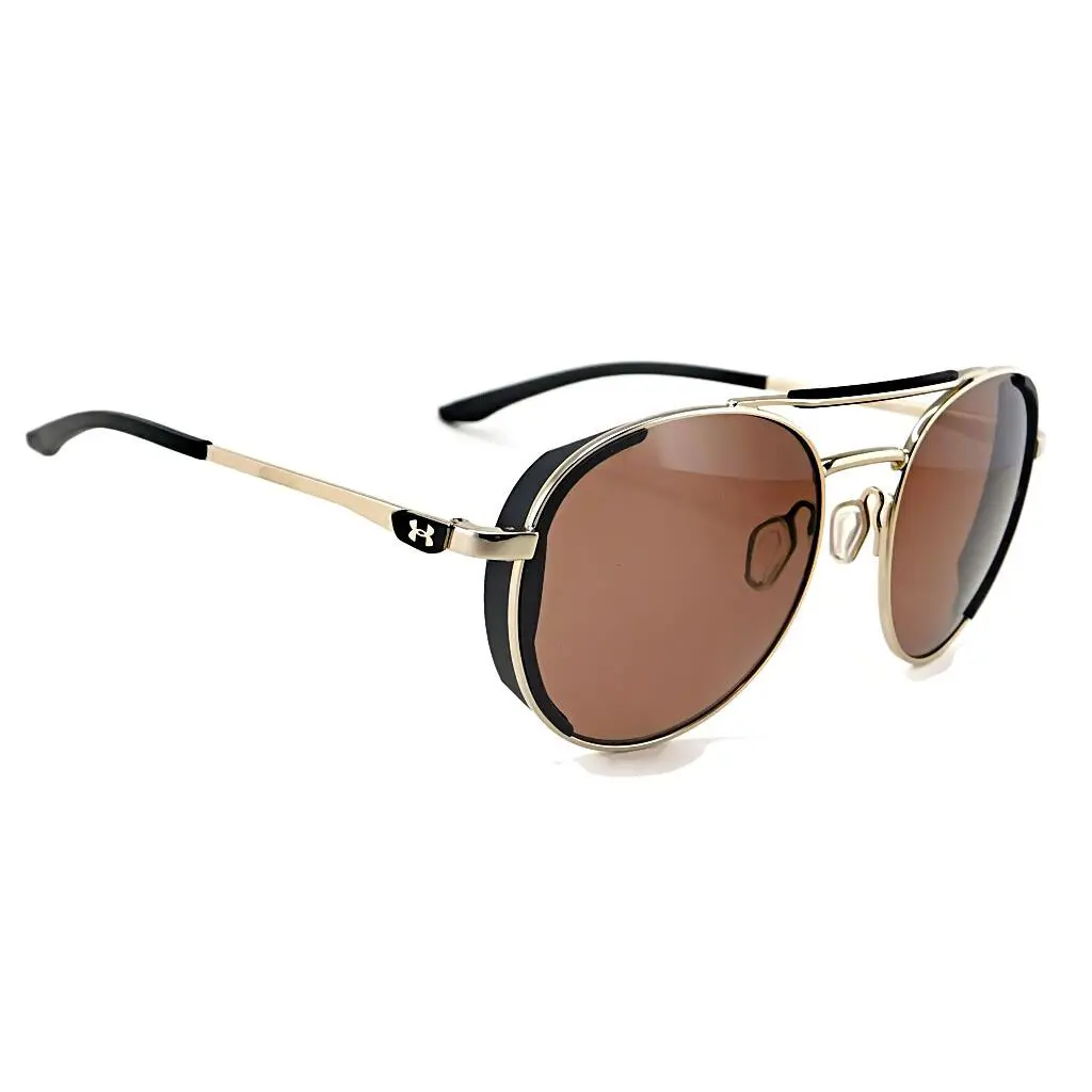 Under Armour Pursuit Sunglasses Light Gold Black / UA Tuned Road Lens - Frame: Shiny Light Gold w/ Black, Lens: UA Tuned Brown