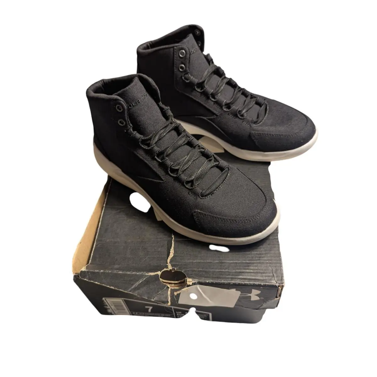 Women`s Size 7 Charged Pivot Black Canvas Mid Shoes 3020162-001 by Under Armour