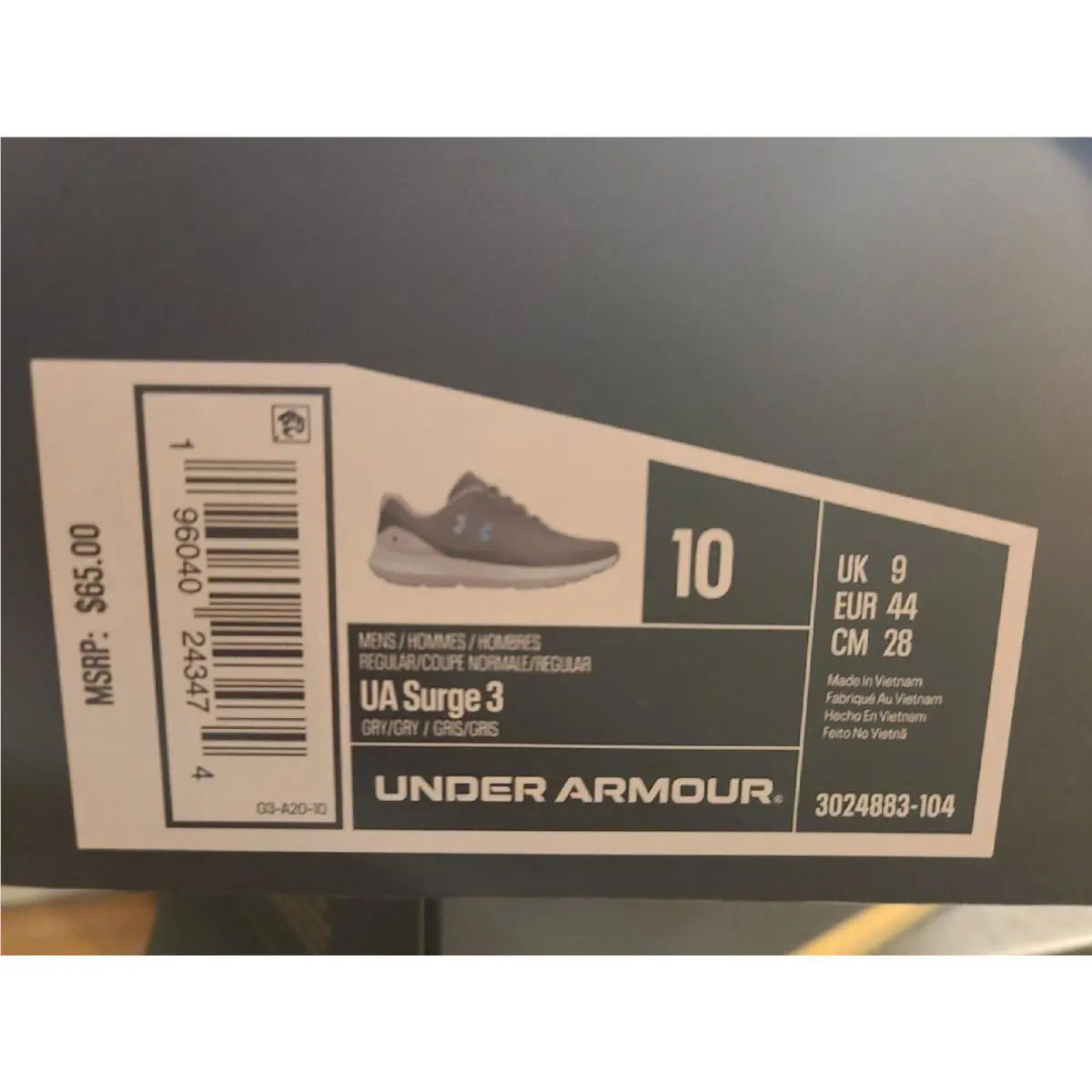 Under Armour shoes - Surge - Surge - 3025503 - Grey (UPC: 196040243474) 1