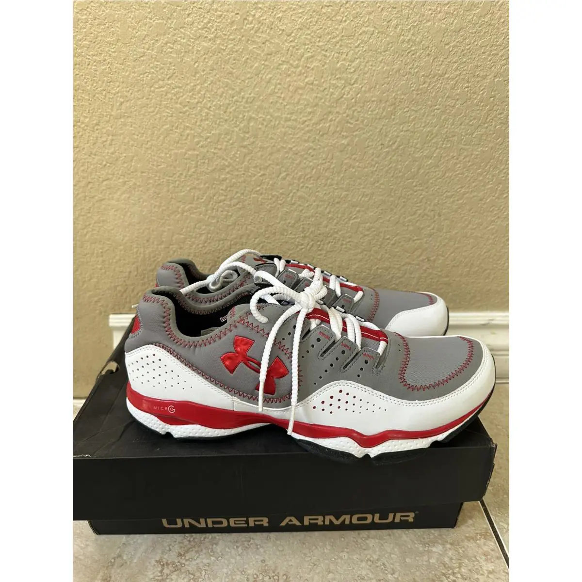 Under Armour shoes - UNDER ARMOUR MICRO G DEFEND 1231456-021 - Shoes - White And Red (UPC: 887162039525) 0