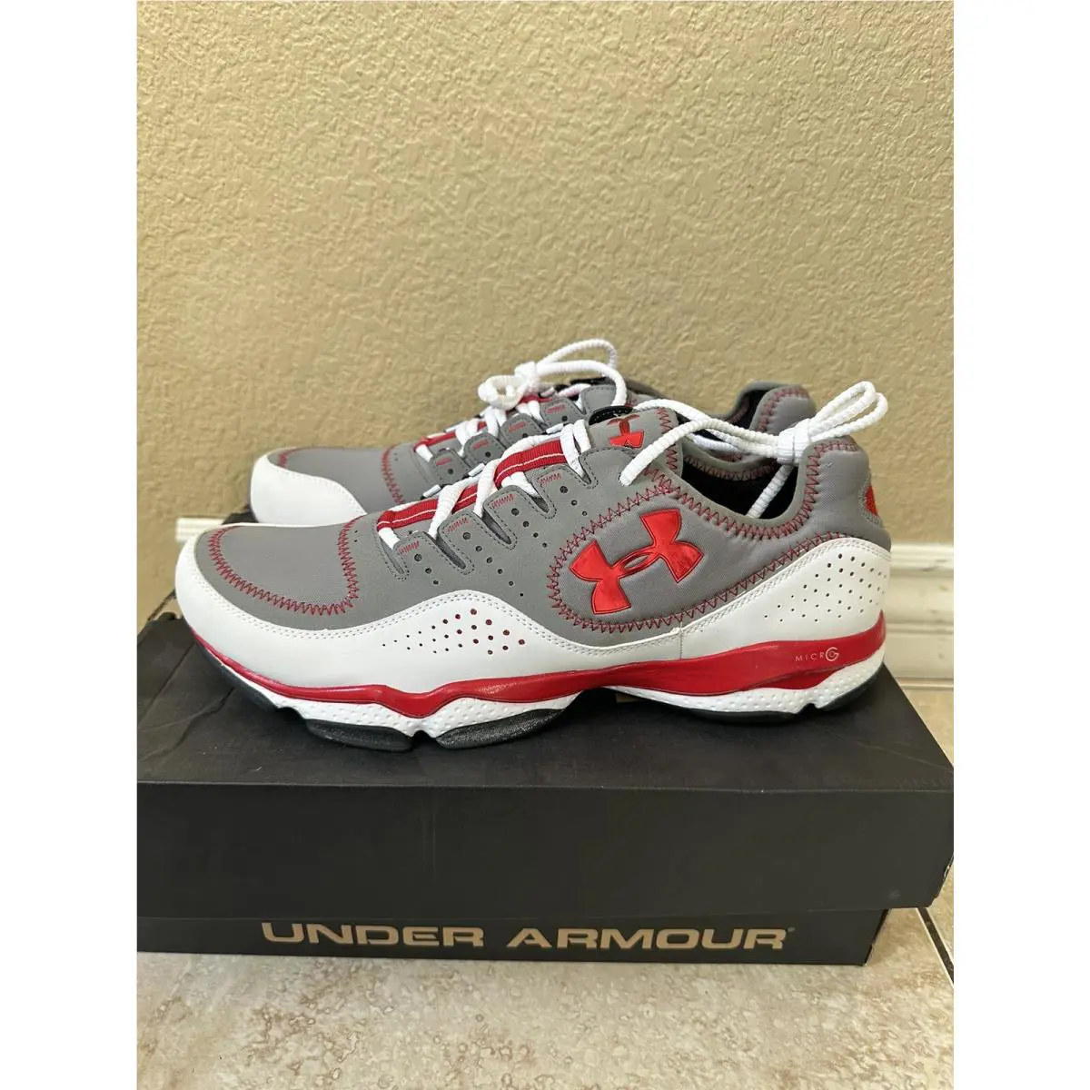 Under Armour shoes - UNDER ARMOUR MICRO G DEFEND 1231456-021 - Shoes - White And Red (UPC: 887162039525) 1
