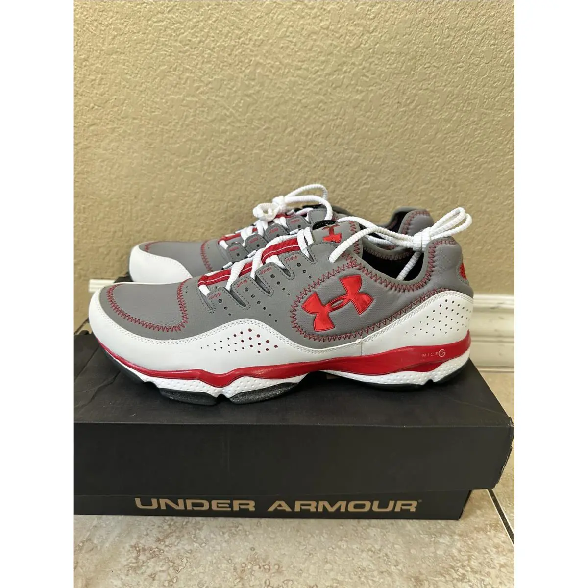 Under Armour shoes - UNDER ARMOUR MICRO G DEFEND 1231456-021 - Shoes - White And Red (UPC: 887162039525) 3