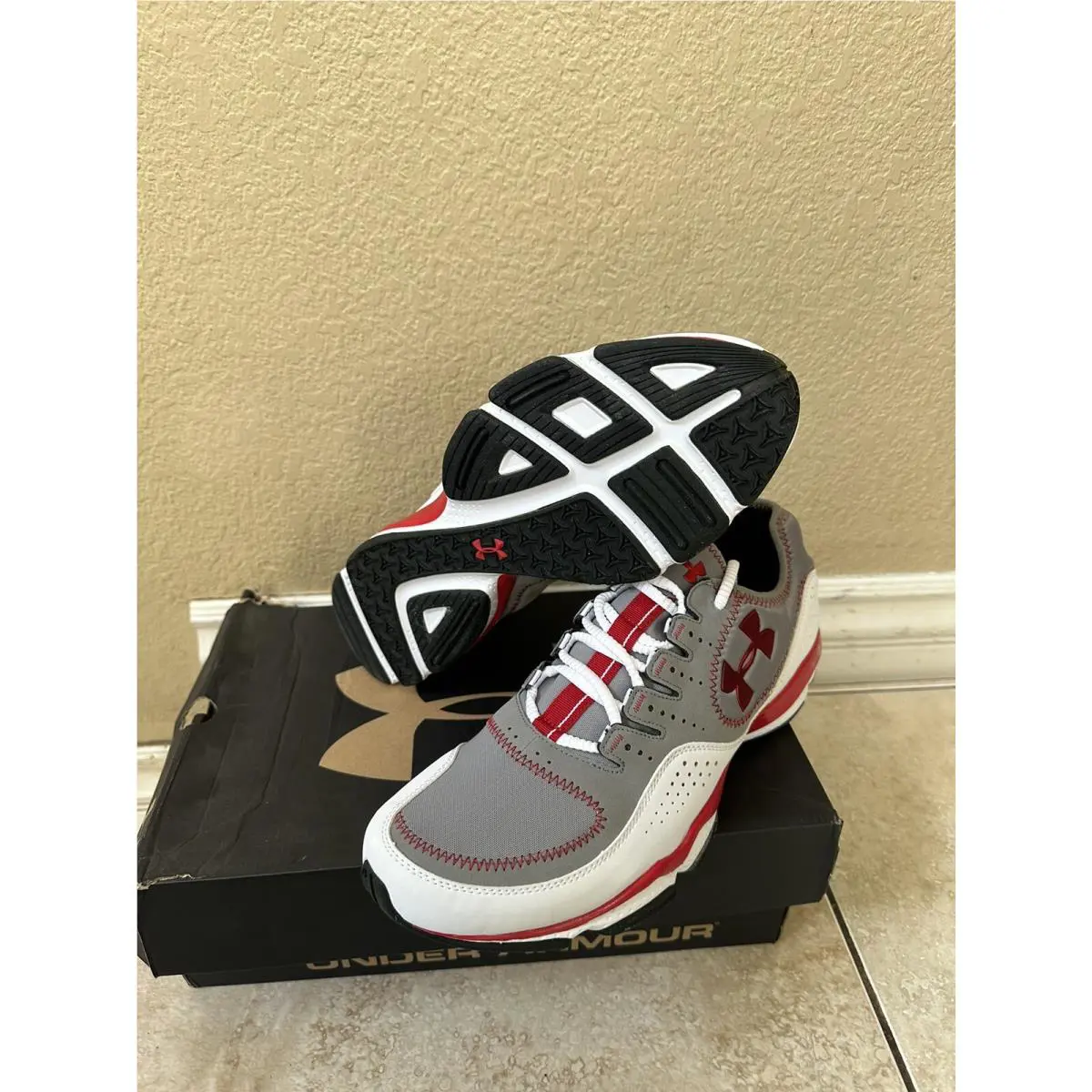 Under Armour shoes - UNDER ARMOUR MICRO G DEFEND 1231456-021 - Shoes - White And Red (UPC: 887162039525) 5