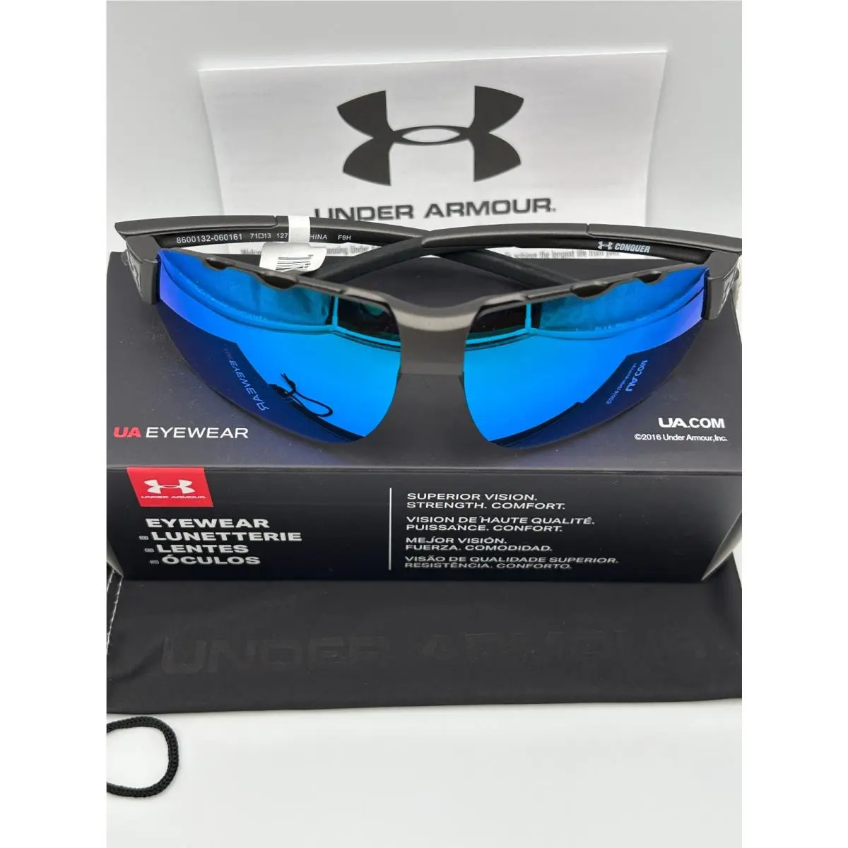 Under Armour UA Sunglasses Conquer 8600132-060161 Satin Carbon Blue Mirror