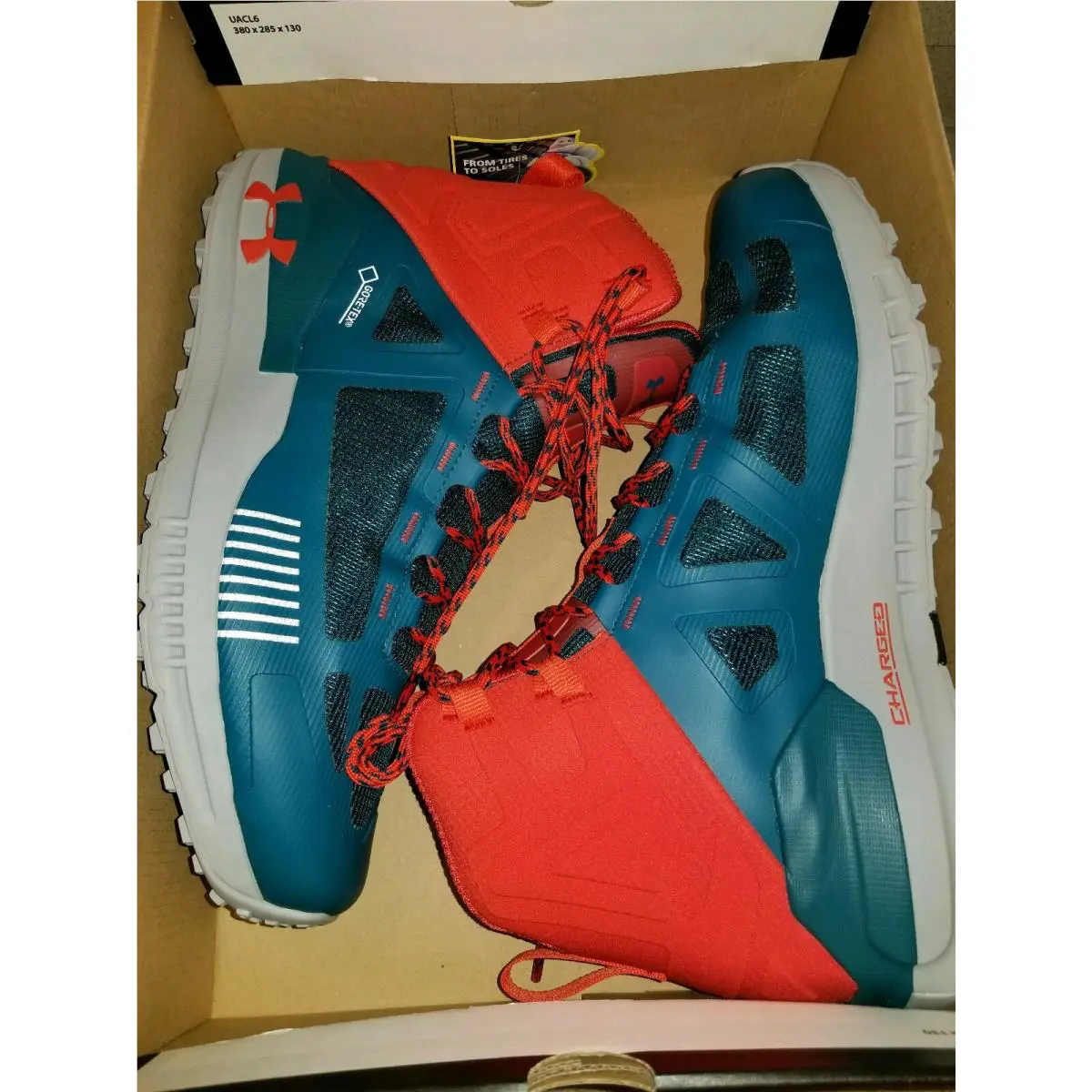 Under Armour shoes - Under Armour Verge 2.0 Mid GTX - 3000302-300 - Teal Blue & Red-Orange, Manufacturer: Tourmaline Teal and Sultry Red-Orange (UPC: 191169810866) 0