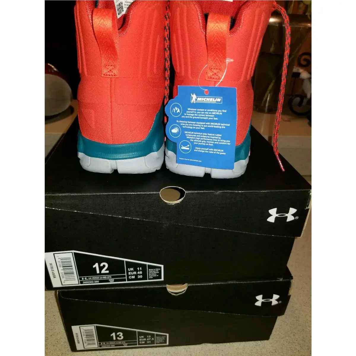 Under Armour shoes - Under Armour Verge 2.0 Mid GTX - 3000302-300 - Teal Blue & Red-Orange, Manufacturer: Tourmaline Teal and Sultry Red-Orange (UPC: 191169810866) 5