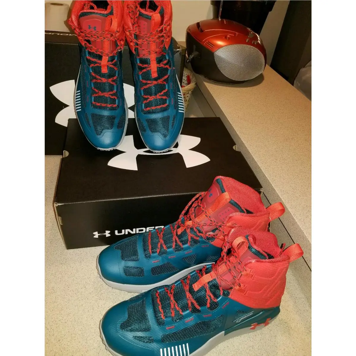 Under Armour shoes - Under Armour Verge 2.0 Mid GTX - 3000302-300 - Teal Blue & Red-Orange, Manufacturer: Tourmaline Teal and Sultry Red-Orange (UPC: 191169810866) 7