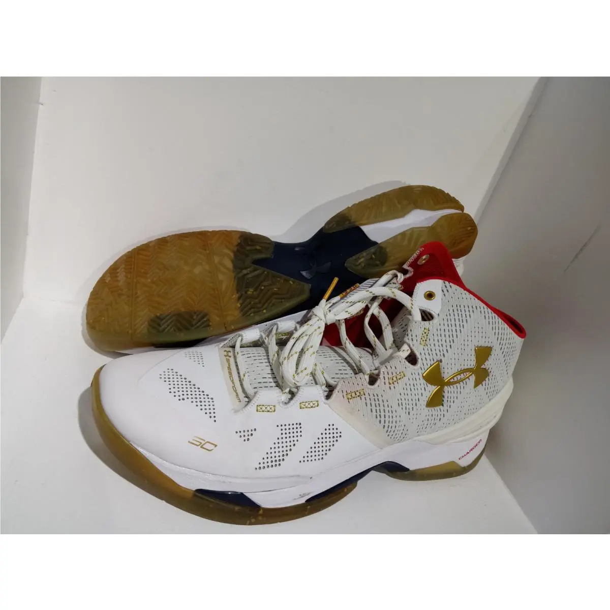 Under Armour shoes - Under armour Curry 2 - Curry - 1259007 107 - White; metallic gold; royal, Manufacturer: white; metallic gold; true royal (UPC: 190086361451) 3