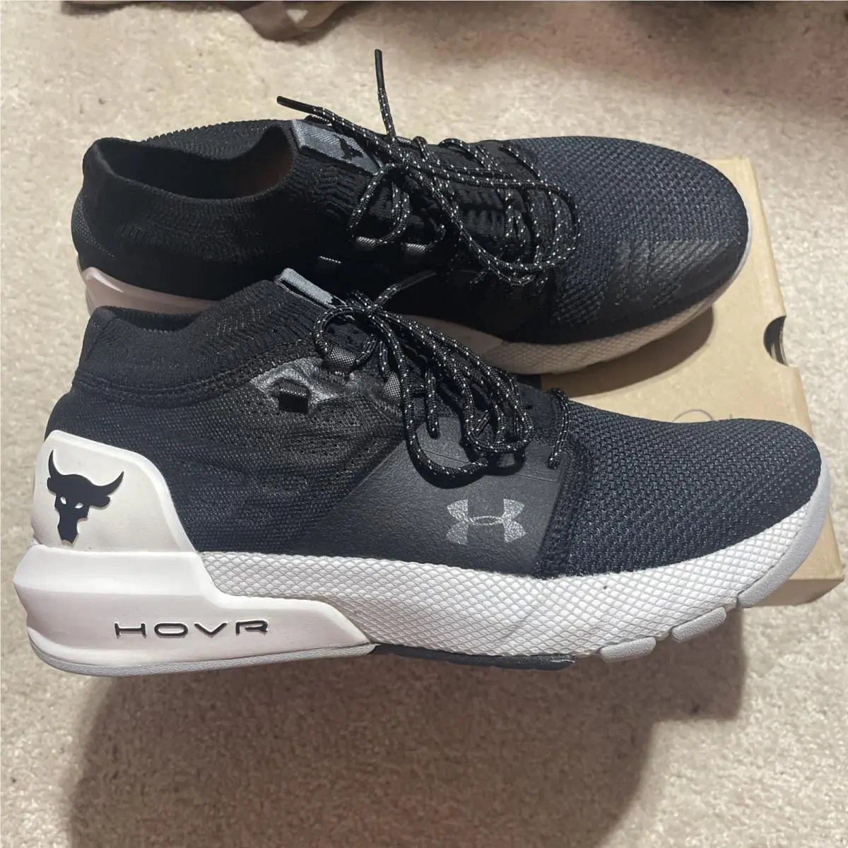 Under Armour Project Rock 2 Womens Size 6.5 3022398-001 Black Shoes Sneaker