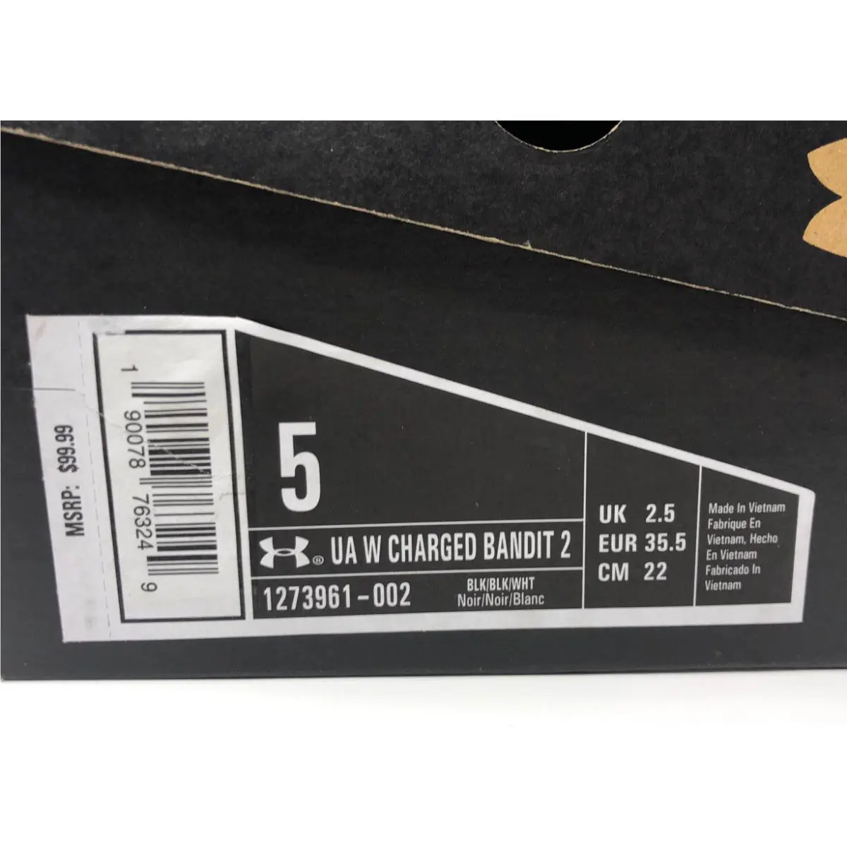 Under Armour shoes - Charged Bandit 2 - Charged Bandit - Black/White (UPC: 190078763249) 3