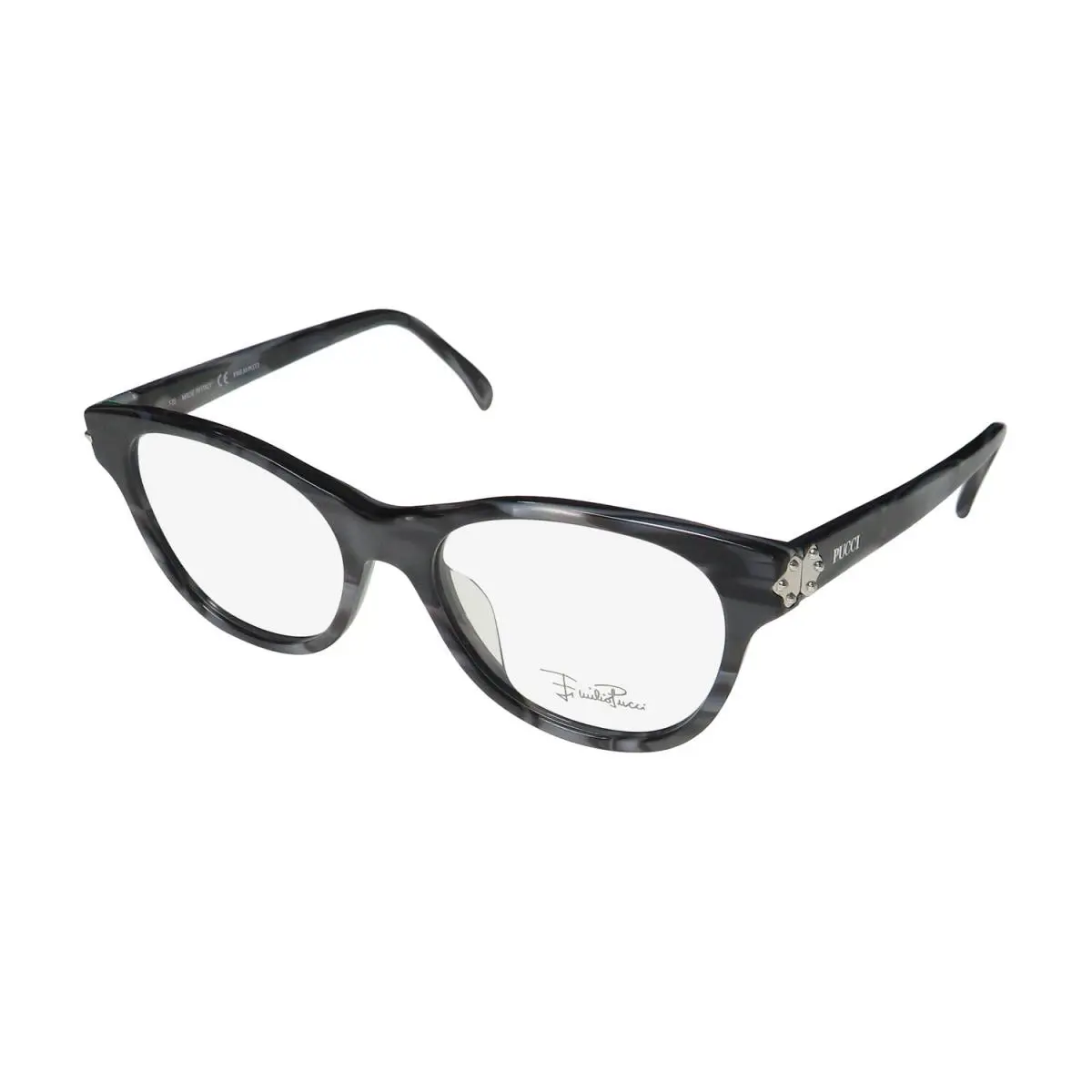 2677 Cat Eye Shape Lenses Italian Fashion Eyeglass Frame/eyewear Striped Pear / Black by Emilio Pucci