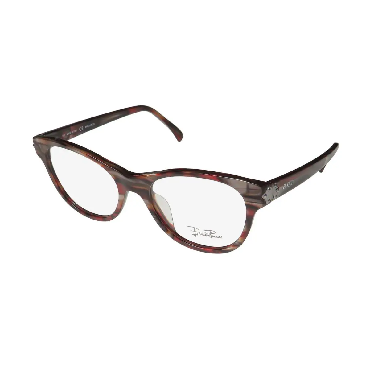 Emilio Pucci 2677 Eyewear Womens 49-17-135 Italy 615 Plastic Brown Oval