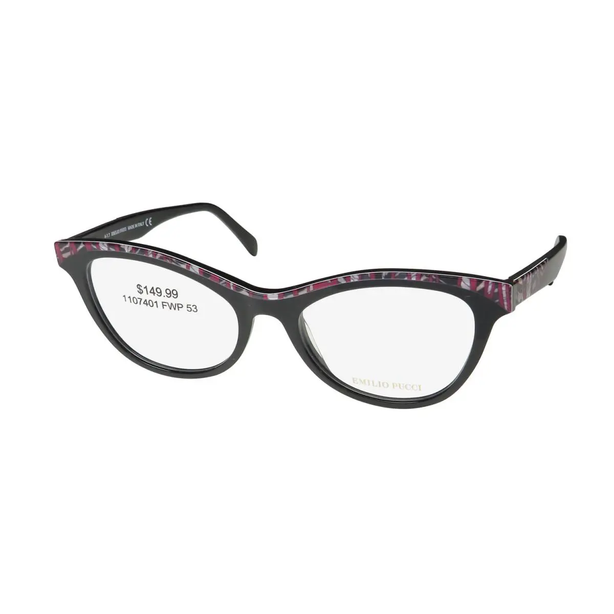 Emilio Pucci 5036-3 Eyewear Plastic Cat Eye Black 53-18-140 001 Womens Italy