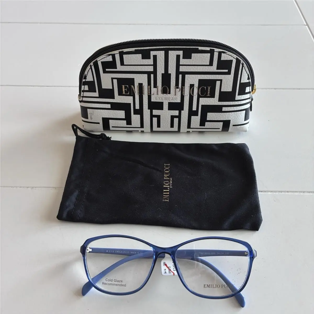Emilio Pucci EP5010 089 Blue Rectangle 54-14-135mm Full Rim Women`s Eyeglasses