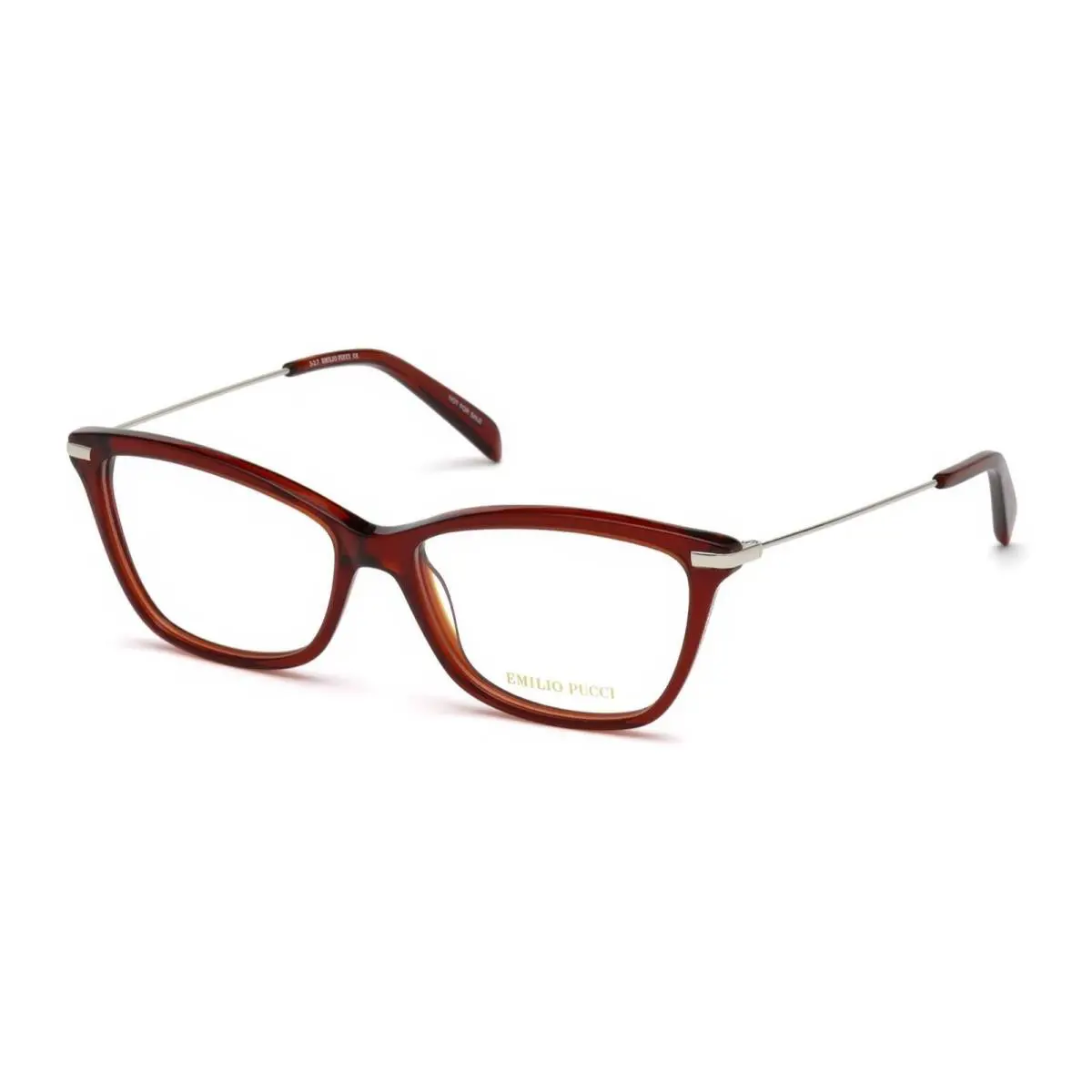 EP 5083 066 Red Silver Plastic Cat Eye Eyeglasses Frame 54-15-140 by Emilio Pucci