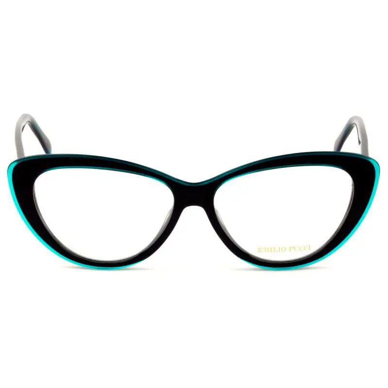 Emilio Pucci EP 5096 089 Black Teal Plastic Cat Eye Eyeglasses Frame 55-14-140