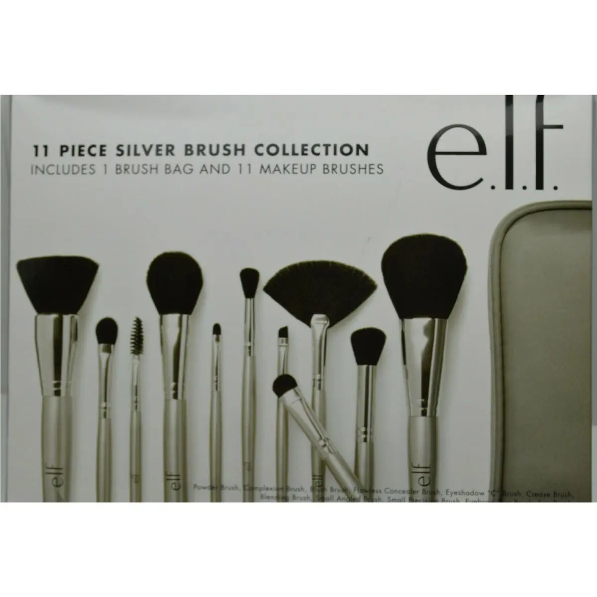 E.l.f. 11 Piece Silver Brush Collection Makeup Brushes 11 Piece Silver Brush