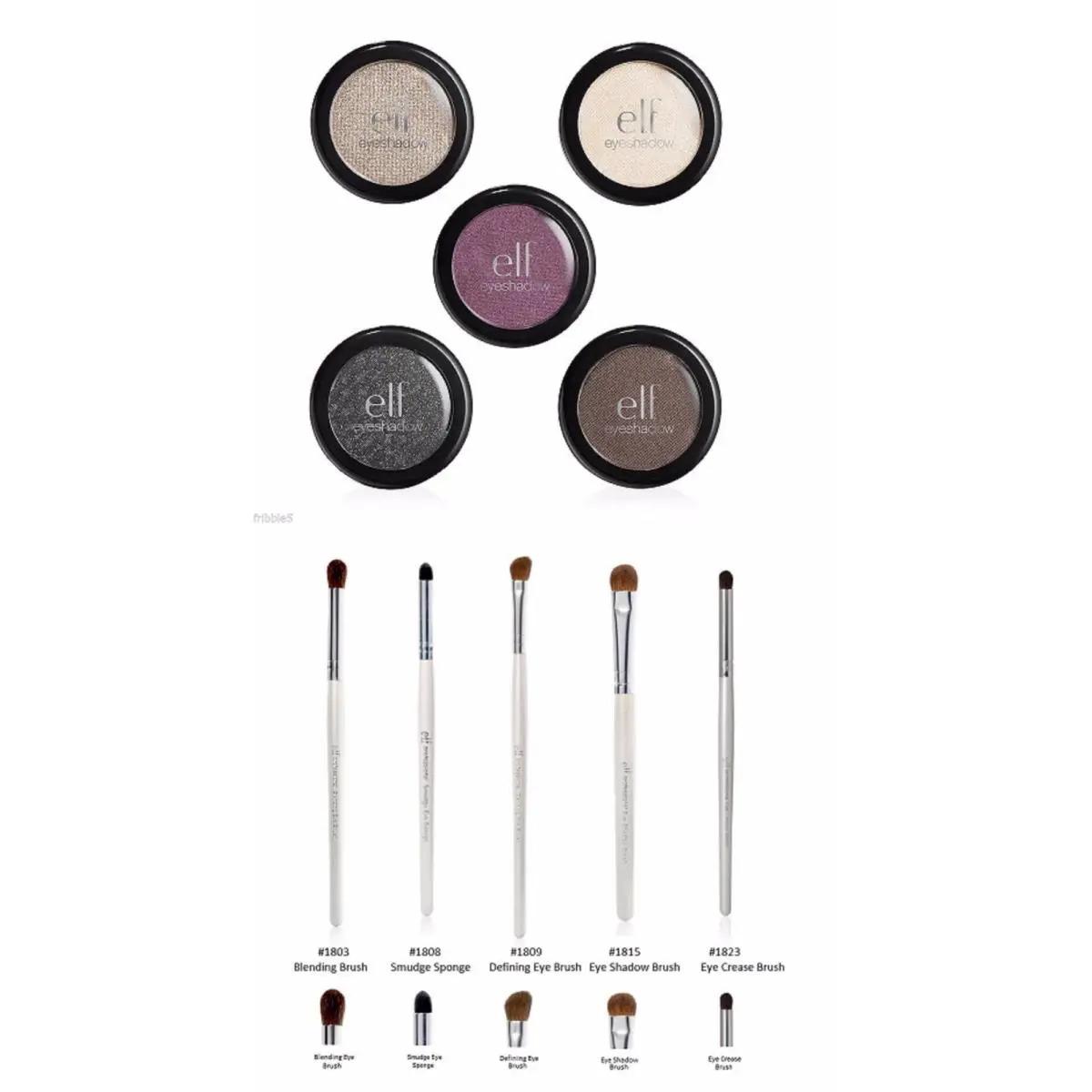 E.l.f. Essential Eye Shadow Singles Set of 5 w/ Set of 5 Elf Eye Brushes
