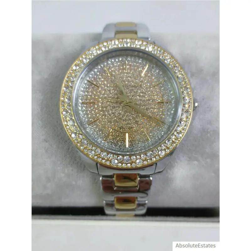 Liliane Pave Glitz Two Tone Gold Silver Watch MK4652 + Box by Michael Kors
