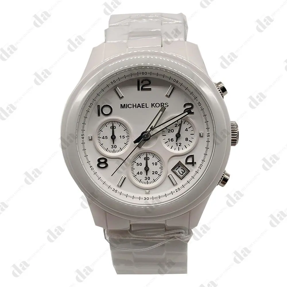 Michael Kors MK5161 Women`s Runway Midsize White Ceramic Chronograph Watch