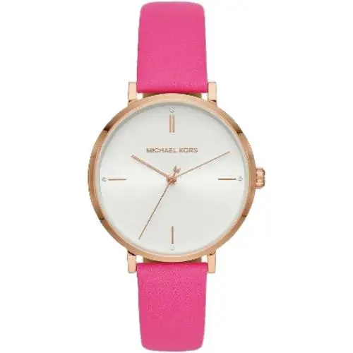Michael Kors MK7126 Womens Jayne White Dial Pink Leather Strap Watch