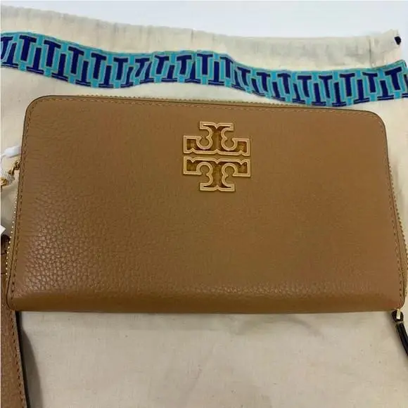 Britten Zip Continental Leather Wallet Moose by Tory Burch