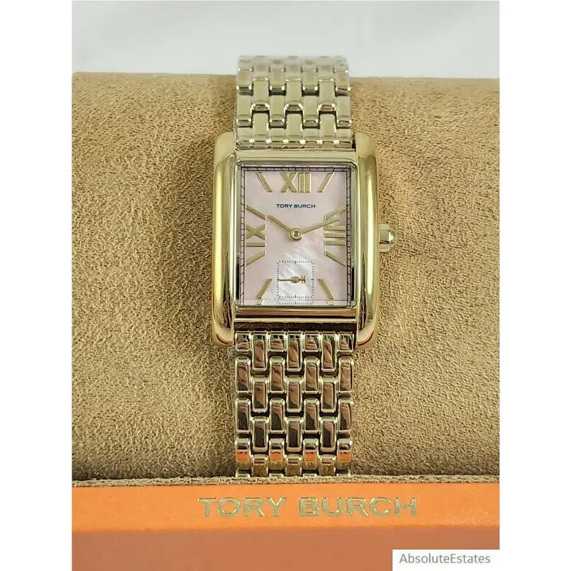 Tory Burch Gold Eleanor Watch Blush Pink Mother of Pearl TBW1077 Box