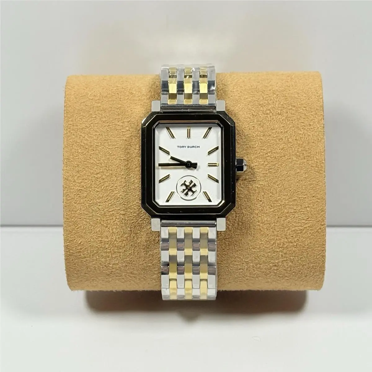 TBW1501 White Rectangular Dial Two Tone Bracelet Women’s Watch by Tory Burch