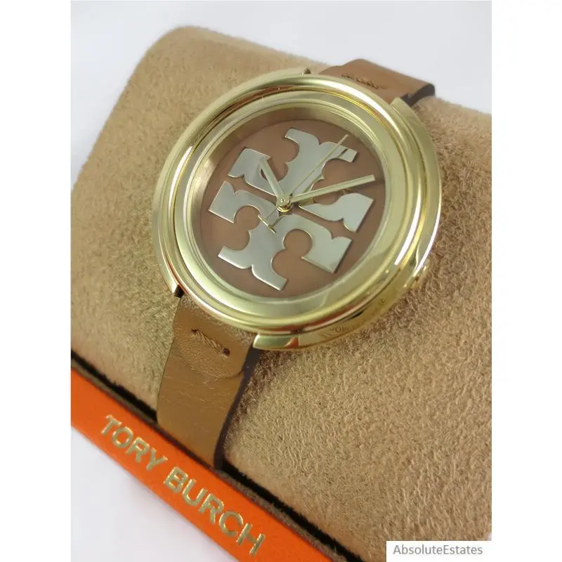 Gold Brown Luggage Leather Miller Ladies Watch TBW6201 Logo by Tory Burch