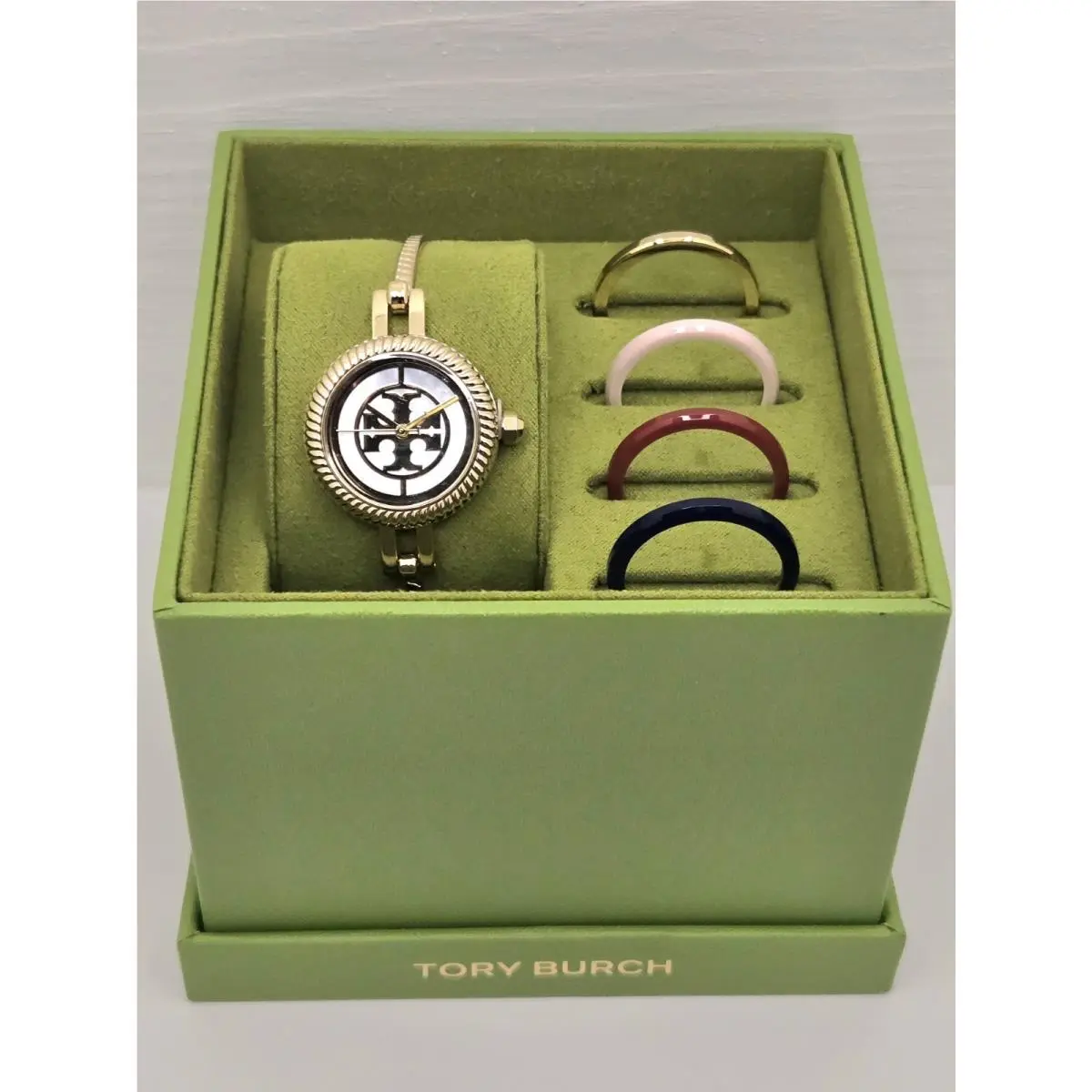 Women`s Watch TBW4029 Gold Mother of Pearl Dial Interchangeable Bezel by Tory Burch