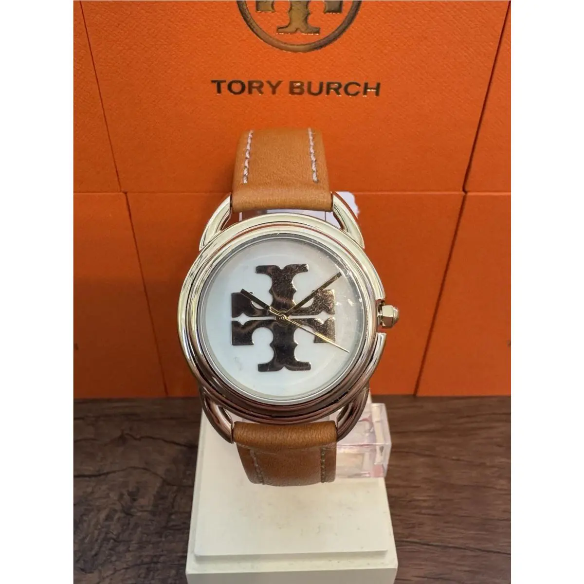 Tory Burch TBW7226 The Miller Ivory Dial Brown Leather Strap Women`s Watch