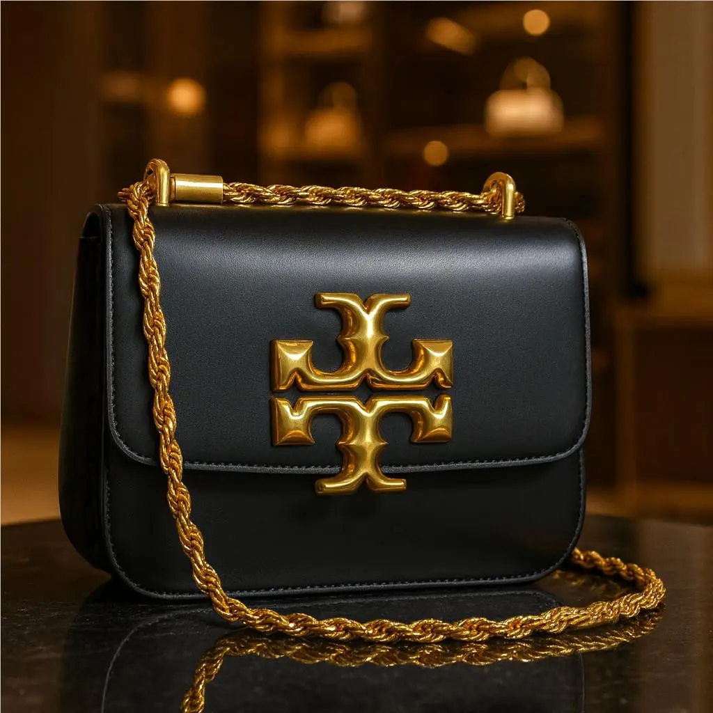 Tory Burch Eleanor Black Leather Small Convertible Shoulder/crossbody Bag