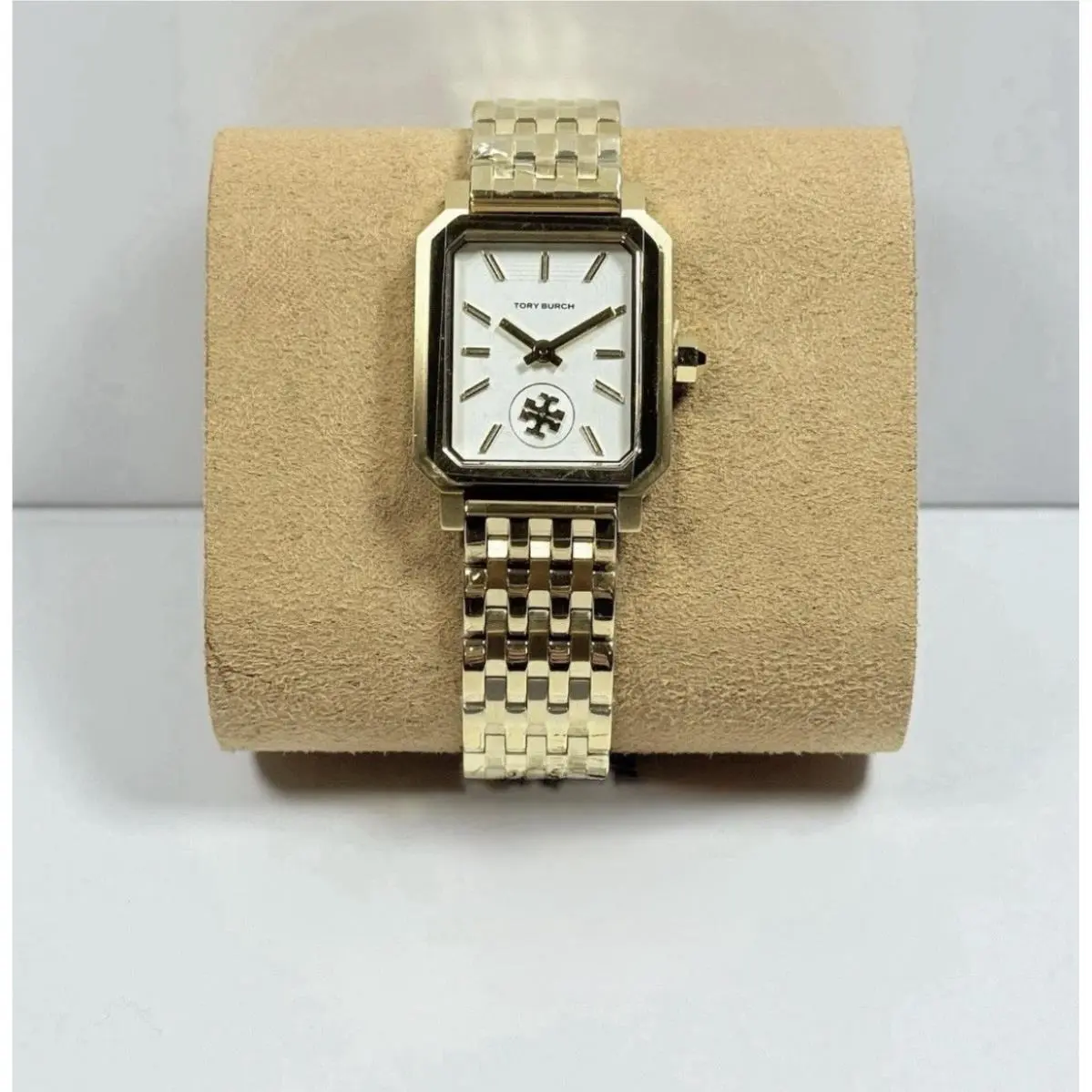 Tory Burch TBW1500 White Rectangular Dial Gold Stainless Steel Women’s Watch