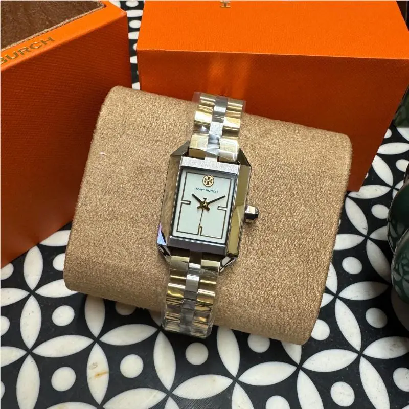 Tory Burch Silver Stainless Steal Case Silver/gold Strap Watch TBW1102