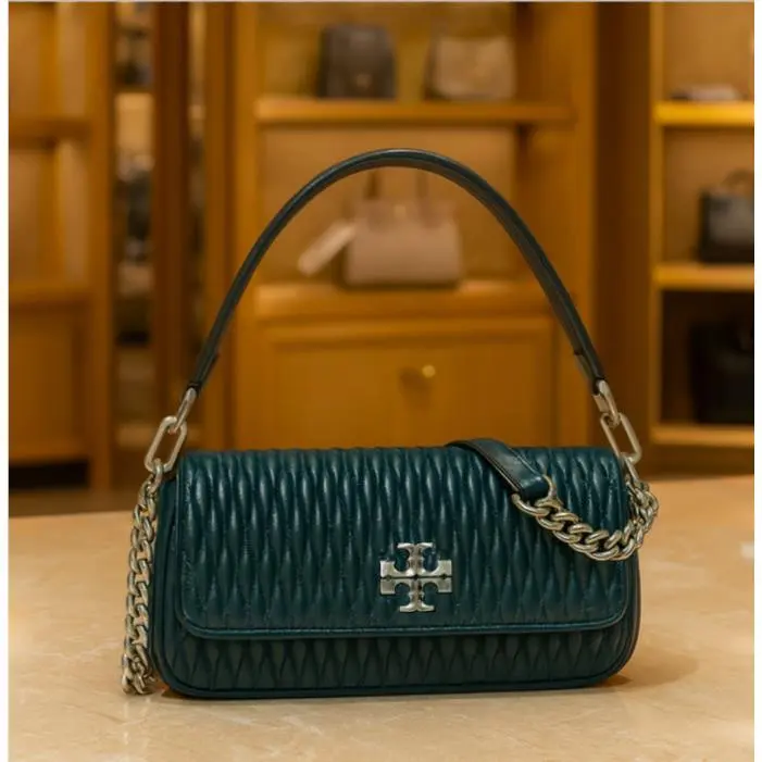 Tory Burch Small Kira Ruched Teal Convertible Shoulder Bag/crossbody Bag