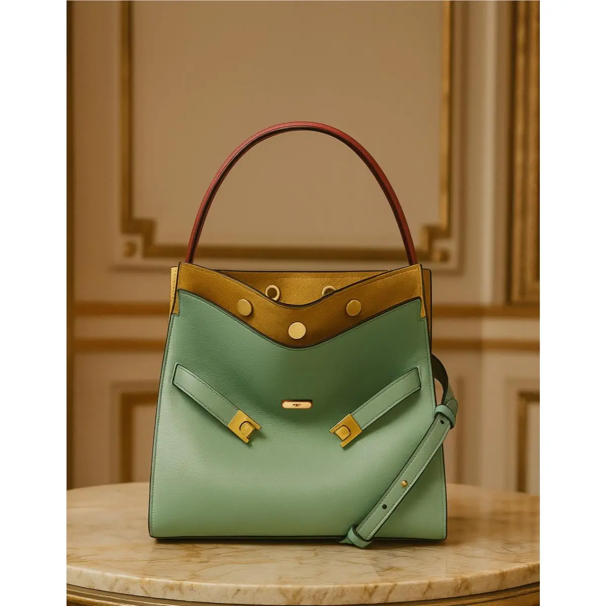 Tory Burch Lee Radziwill Small Double Rivulet Blue Satchel/shoulder Bag
