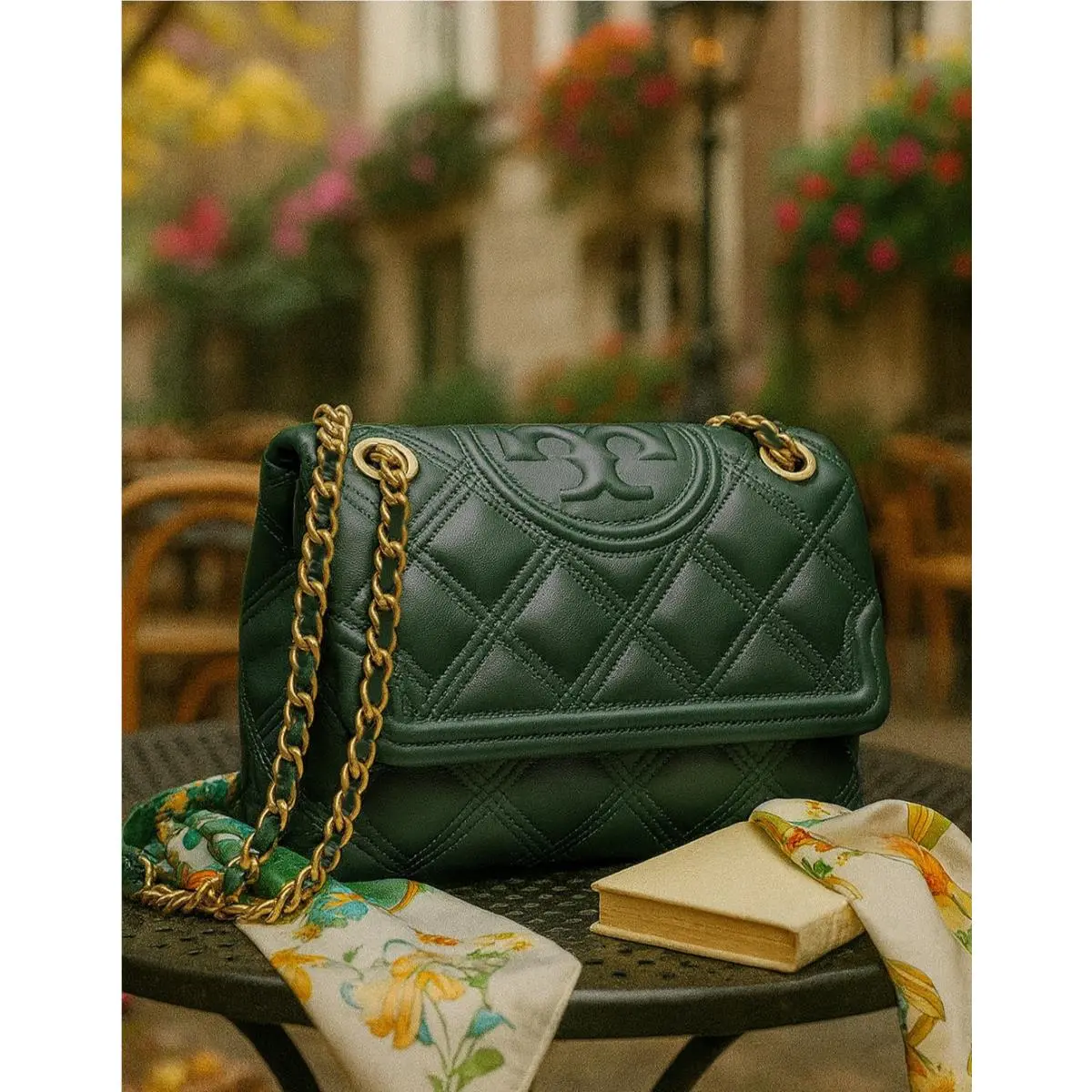 Tory Burch Soft Fleming Norwood Green Leather Convertible Shoulder Bag
