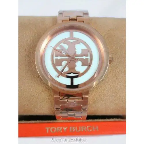 Tory Burch Rose Gold Reva Watch TBW4028 Logo