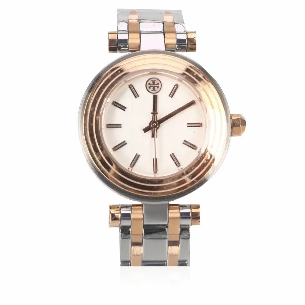 Tory Burch 2 Tone Rose Gold+silver Bracelet Small Dial Watch TBW9011