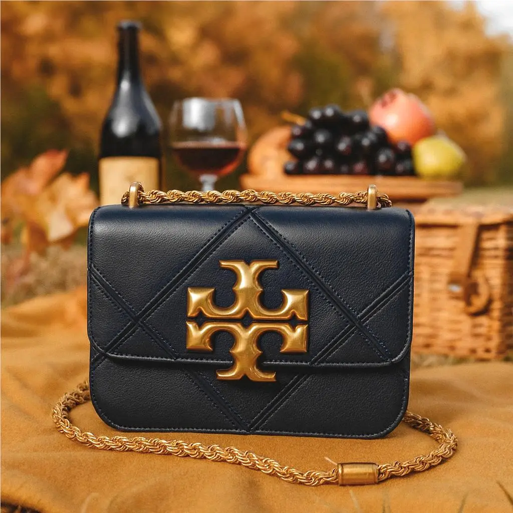 Tory Burch Eleanor Royal Navy Quilted Leather Small Shoulder/crossbody Bag