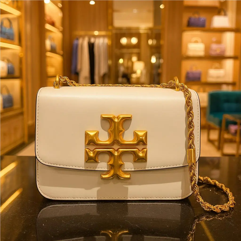 Tory Burch Eleanor Cream Leather Small Convertible Shoulder/crossbody Bag